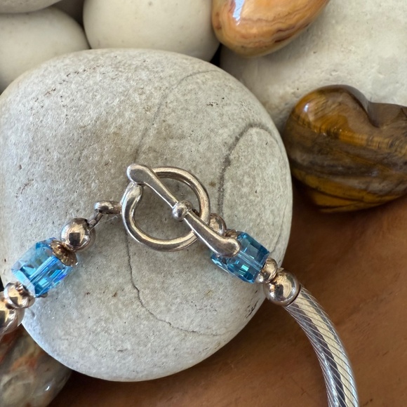 Sterling SIlver and Blue Crystal Bracelet - Picture 3 of 3